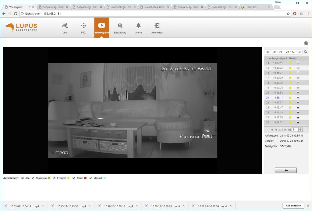 Webinterface-Lupusnet-LE203-Test-Ueberwachungskamera-Video-Wiedergabe